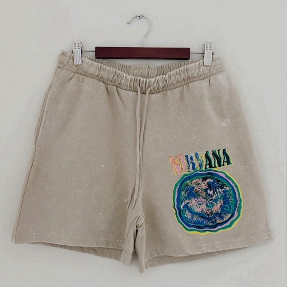 NEW Nirvana Graphic Drawstring Sweatshorts